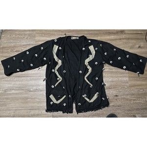 Womens Vtg Yak Magik Hippie/Boho Style Open Jacket With Embellishments Size M